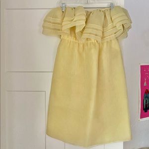 Vintage yellow ruffle strapless dress